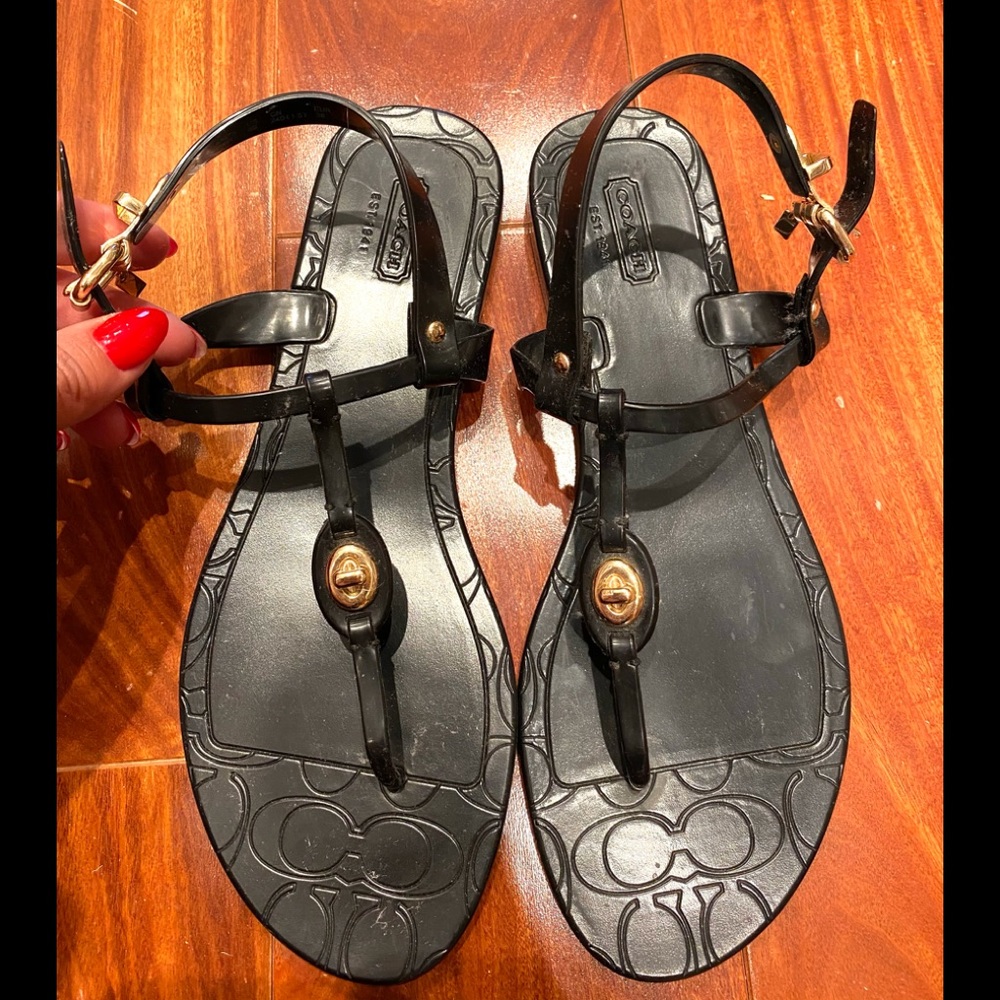 Size 8 Coach Black Rubber Sandal